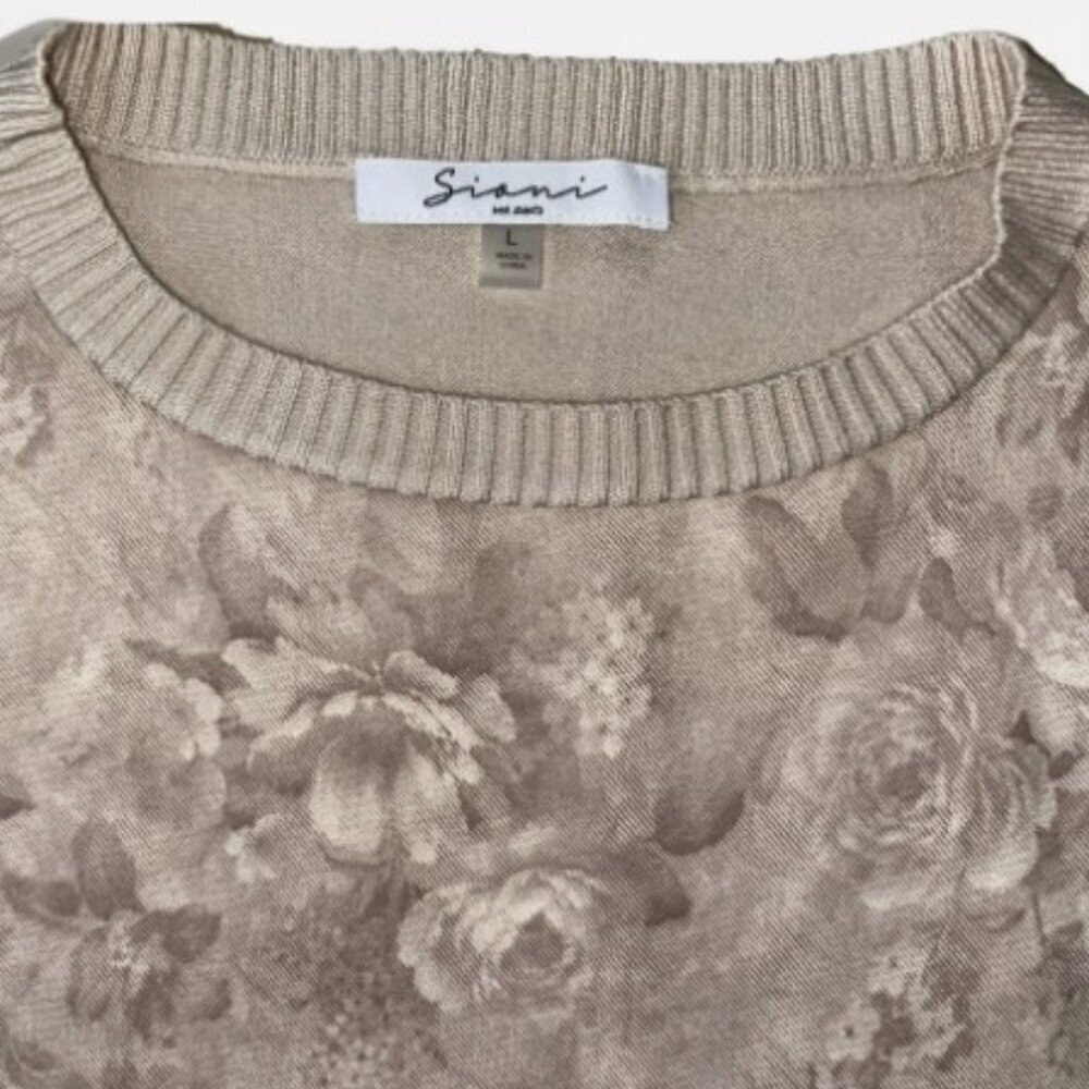 Sioni Milano Floral Sweater Long Sleeve Thin Soft Lightweight Women’s Size Large - Picture 3 of 5